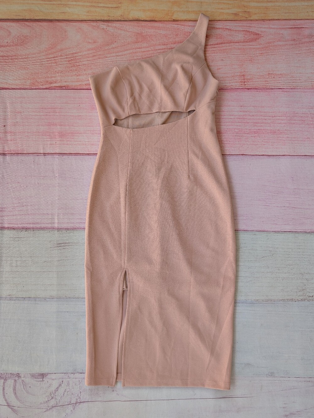 Here Comes the Sun Pink One Shoulder Sheath Dress M
